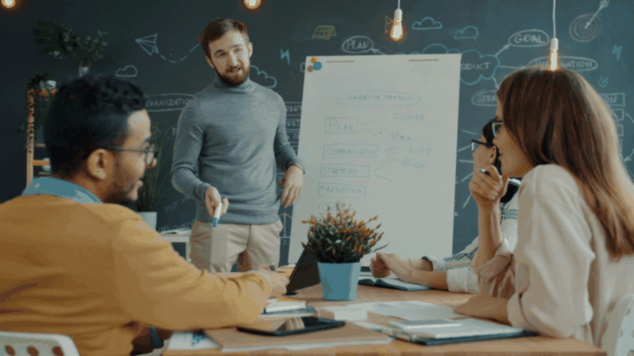 Team planning next steps for Team-based courses in scenario thinking and executive coaching for strategic business resilience